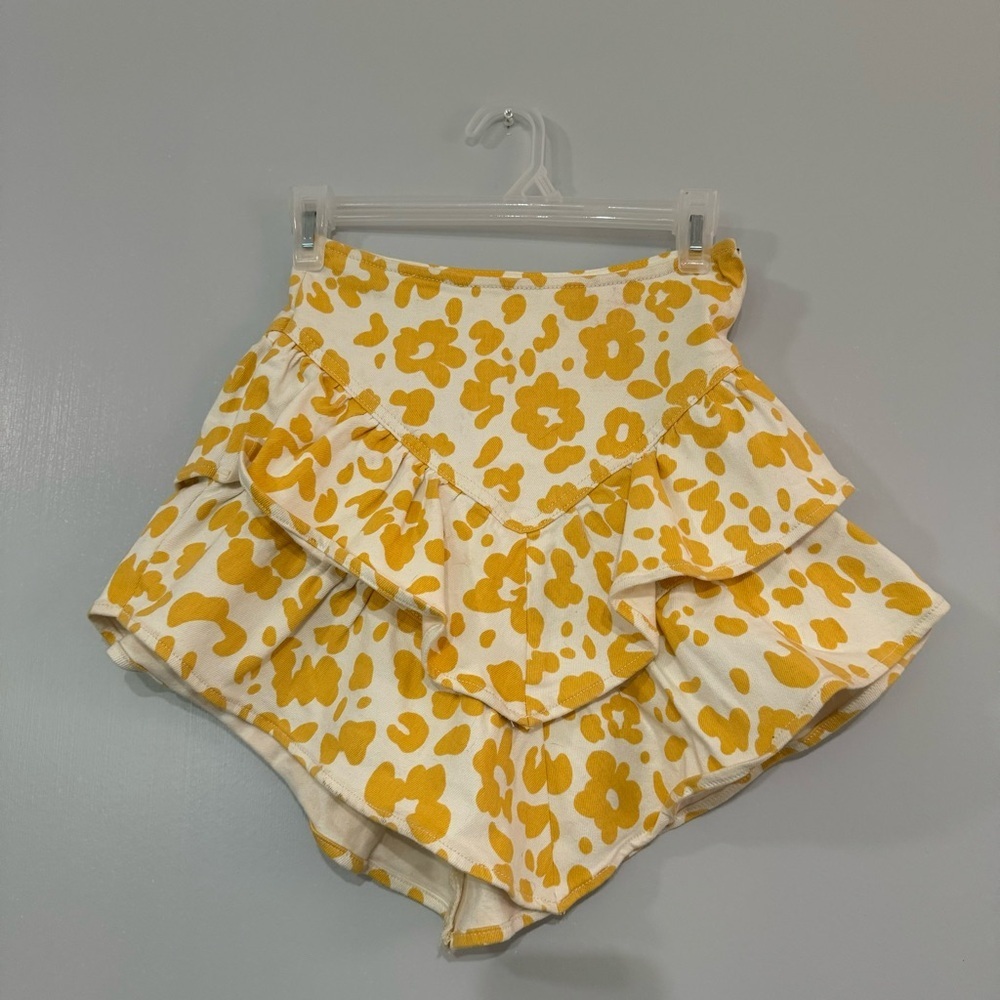 Mother Yellow Leopard Print Mini Skirt Size 24